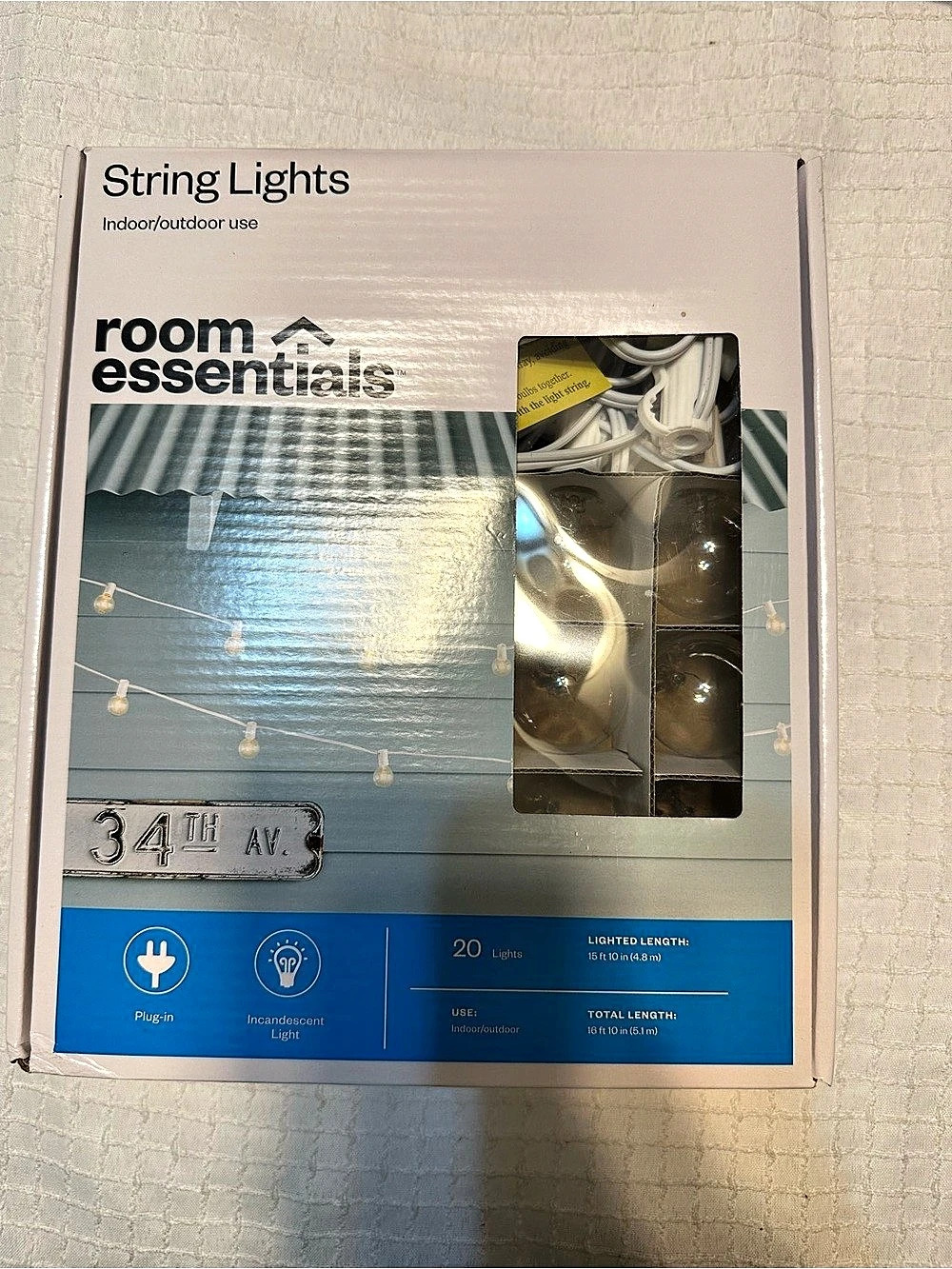 Room Essentials String Lights Indoor/Outdoor 20 Lights 20-Light White